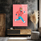 Koşan Leopar Figürlü Modern Cam Tablo
