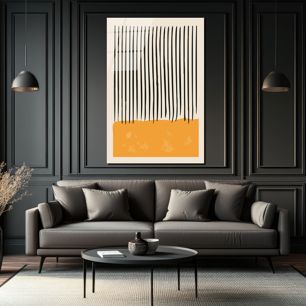 Minimalist Çizgiler ve Soyut Formlar Cam Tablo - Modern Duvar Sanatı