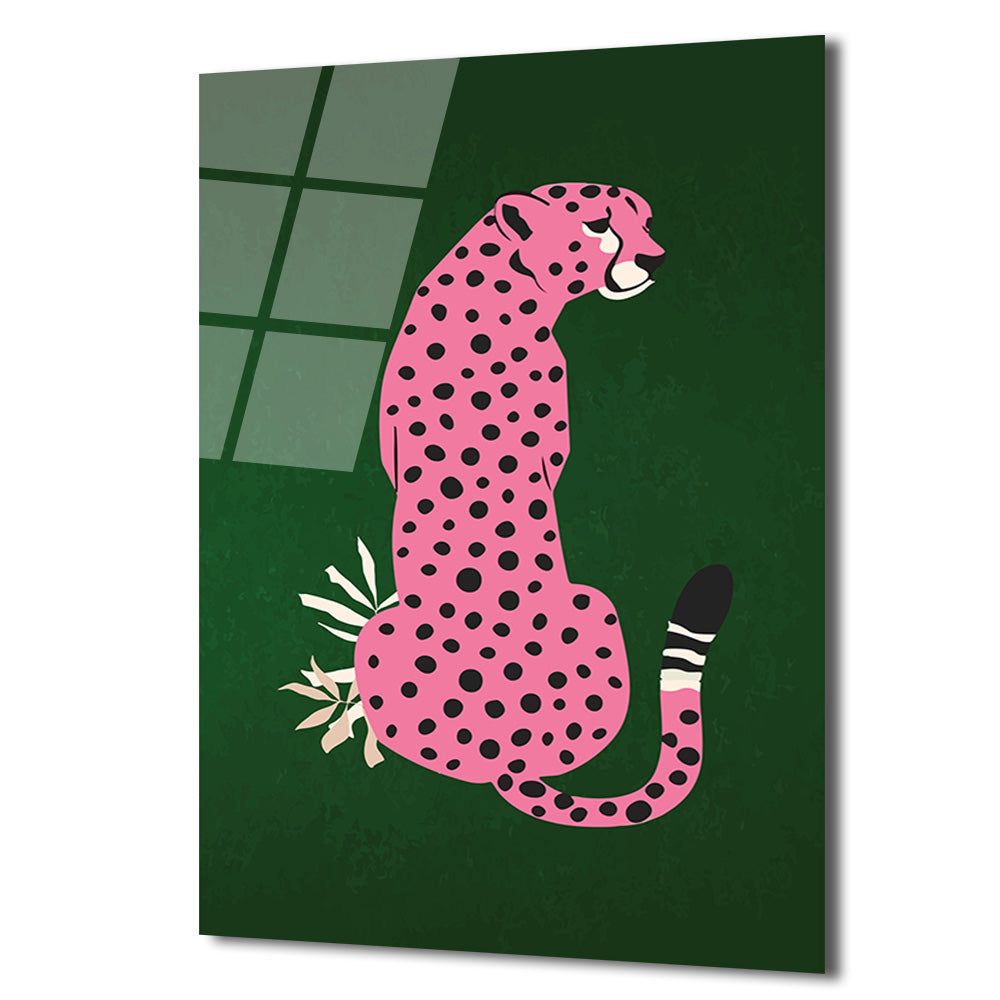 Pembe Leopar: Vahşi ve Şık Bir Dokunuş Cam Tablo