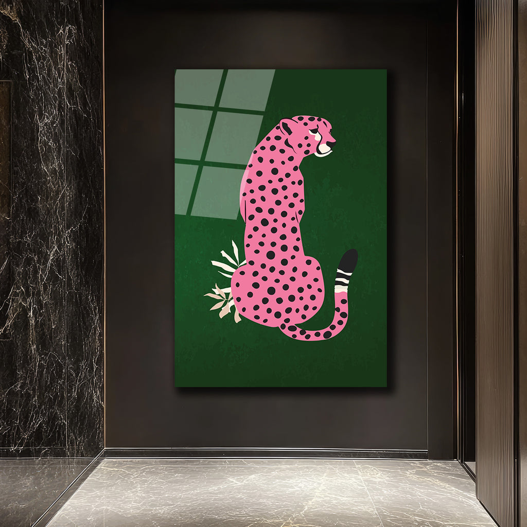 Pembe Leopar: Vahşi ve Şık Bir Dokunuş Cam Tablo