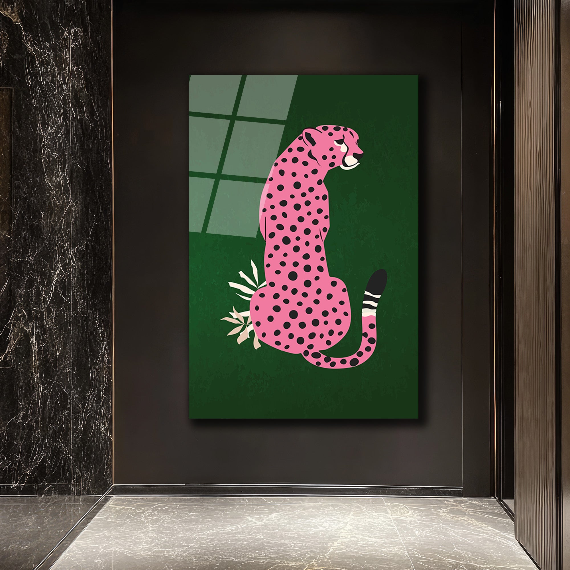 Pembe Leopar: Vahşi ve Şık Bir Dokunuş Cam Tablo