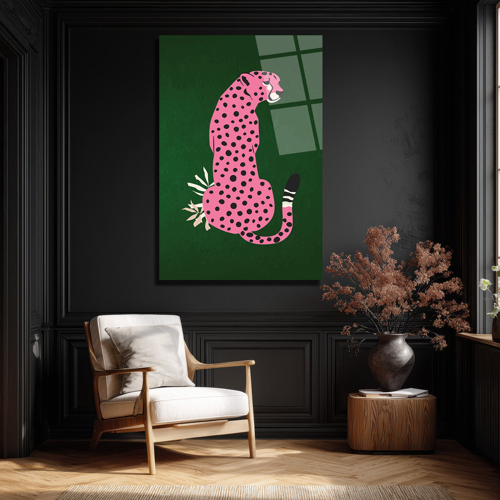 Pembe Leopar: Vahşi ve Şık Bir Dokunuş Cam Tablo