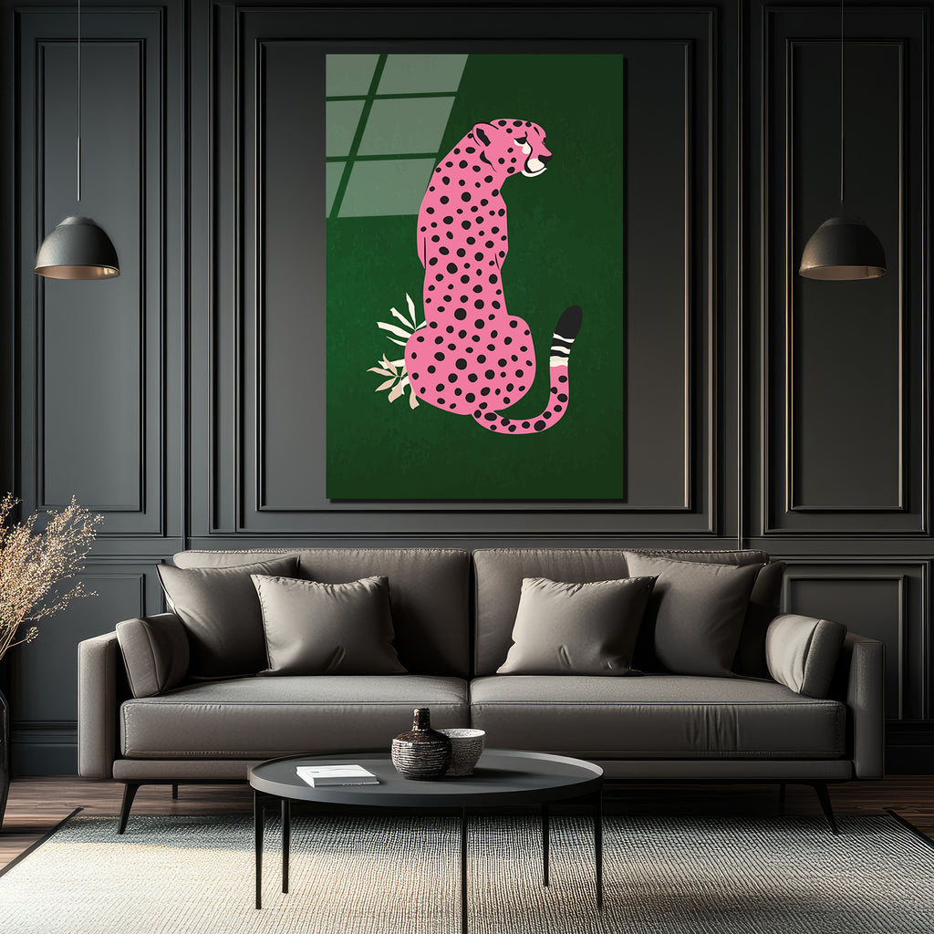 Pembe Leopar: Vahşi ve Şık Bir Dokunuş Cam Tablo