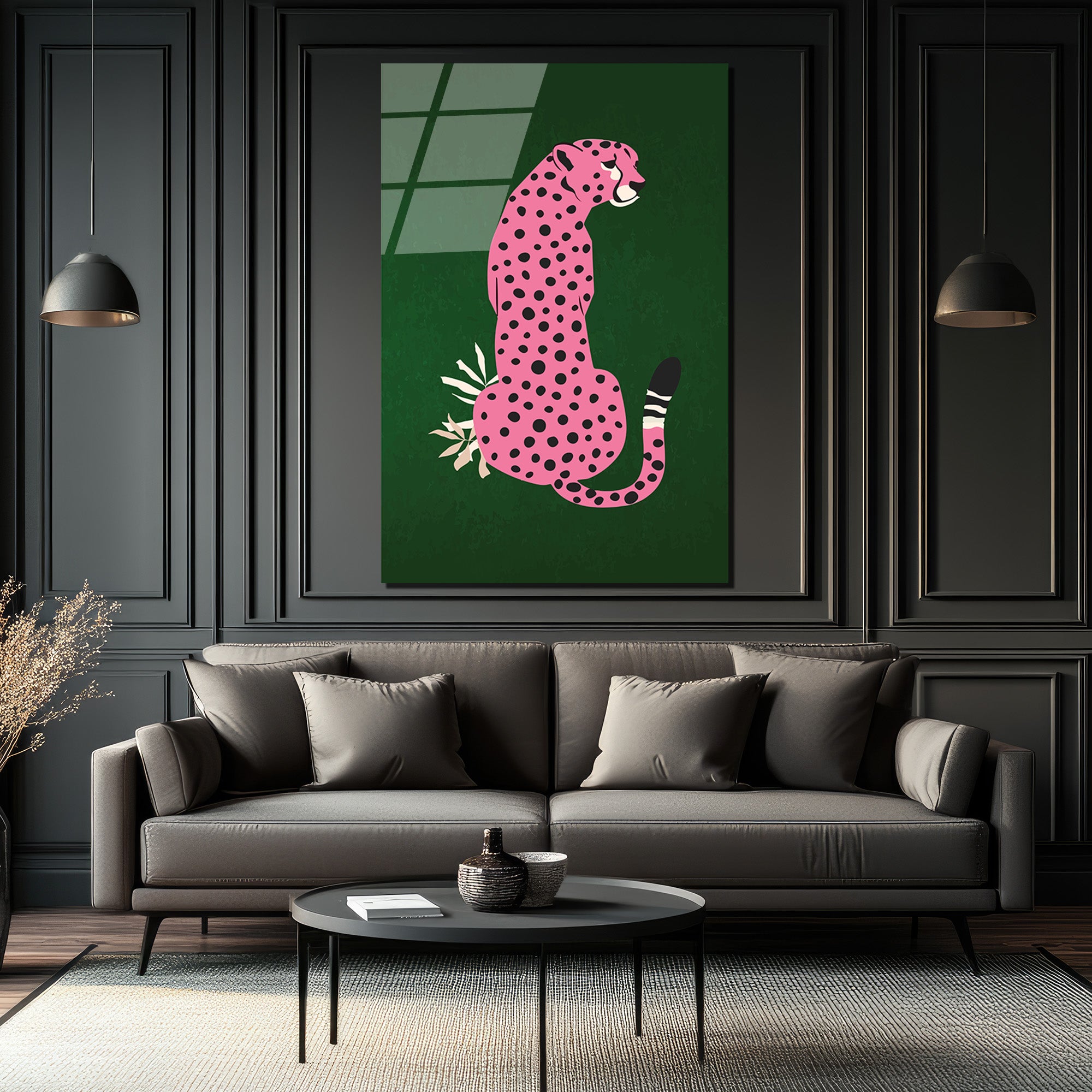 Pembe Leopar: Vahşi ve Şık Bir Dokunuş Cam Tablo