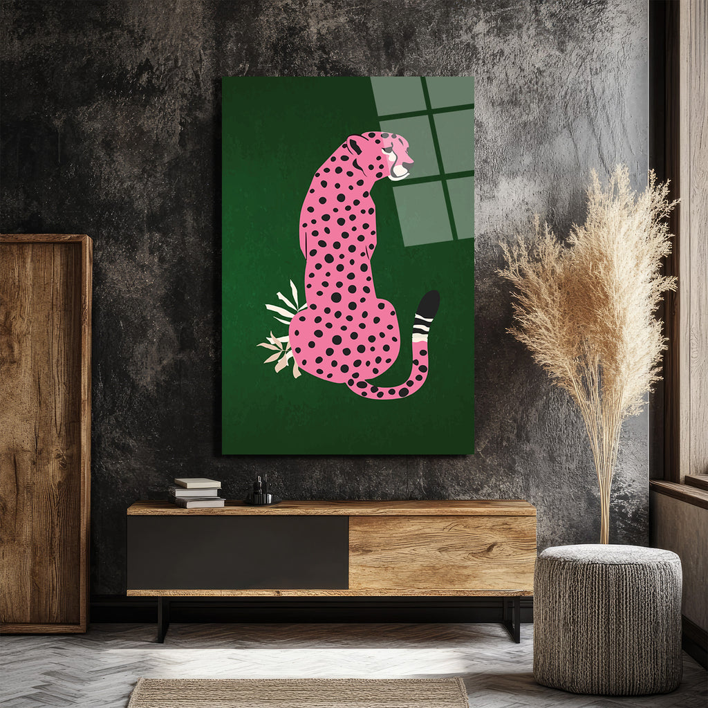 Pembe Leopar: Vahşi ve Şık Bir Dokunuş Cam Tablo
