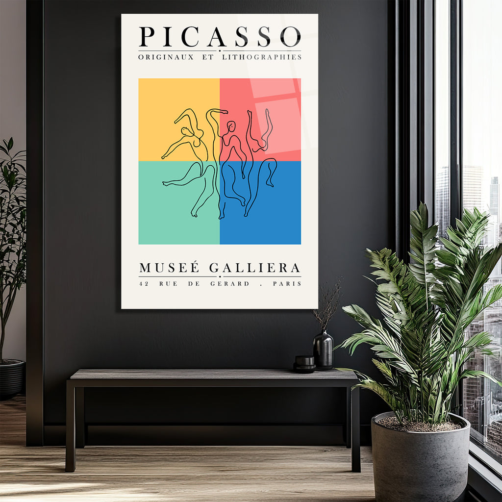 Picasso Dans Figürleri Modern Sanat Cam Tablo