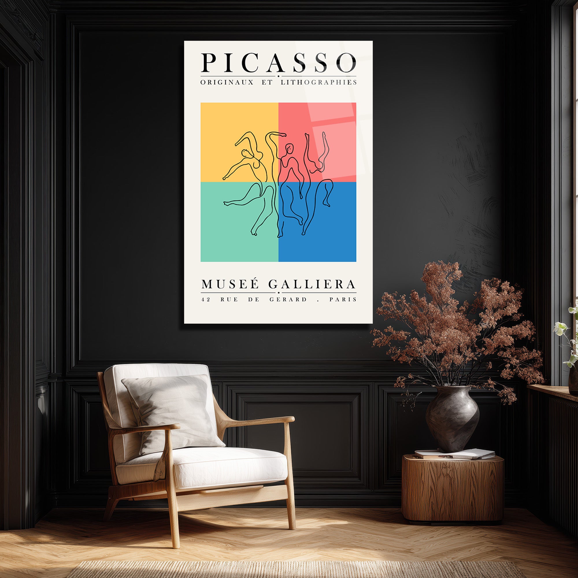Picasso Dans Figürleri Modern Sanat Cam Tablo