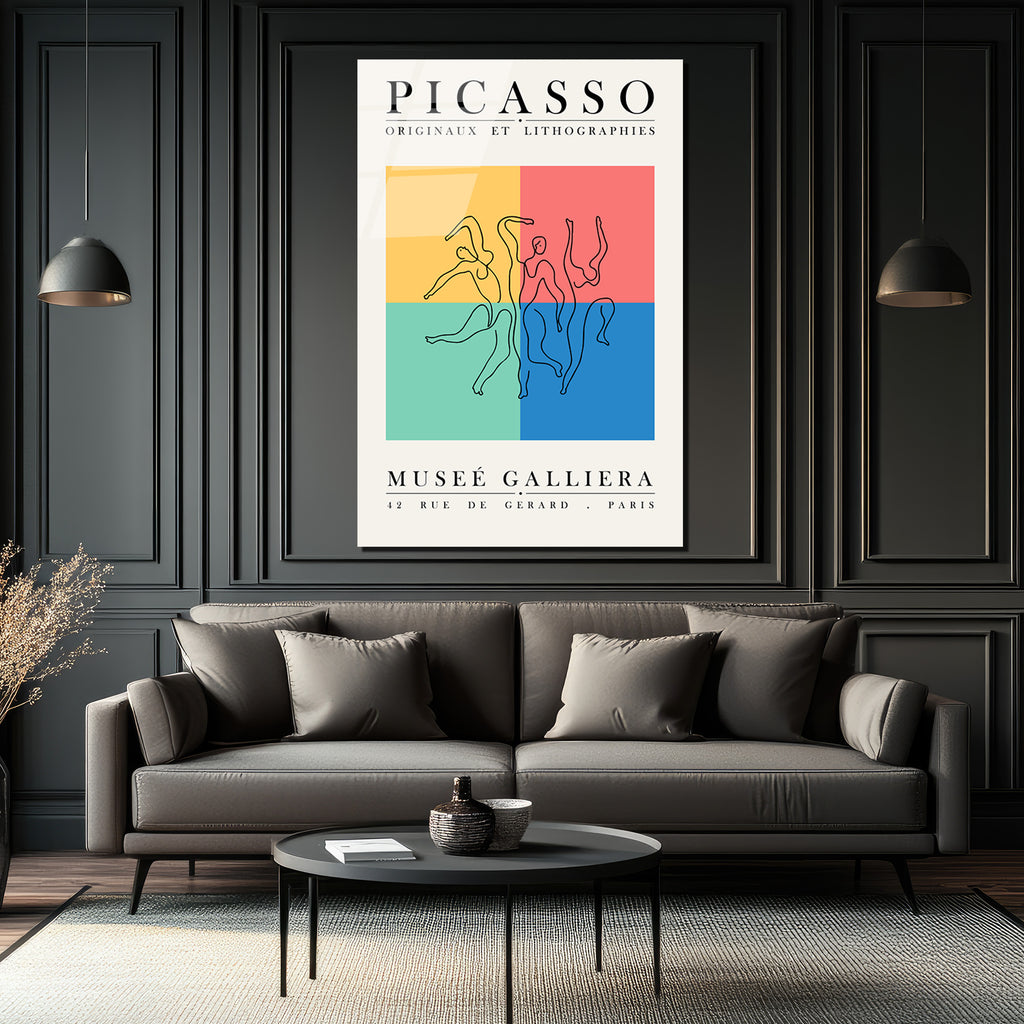 Picasso Dans Figürleri Modern Sanat Cam Tablo