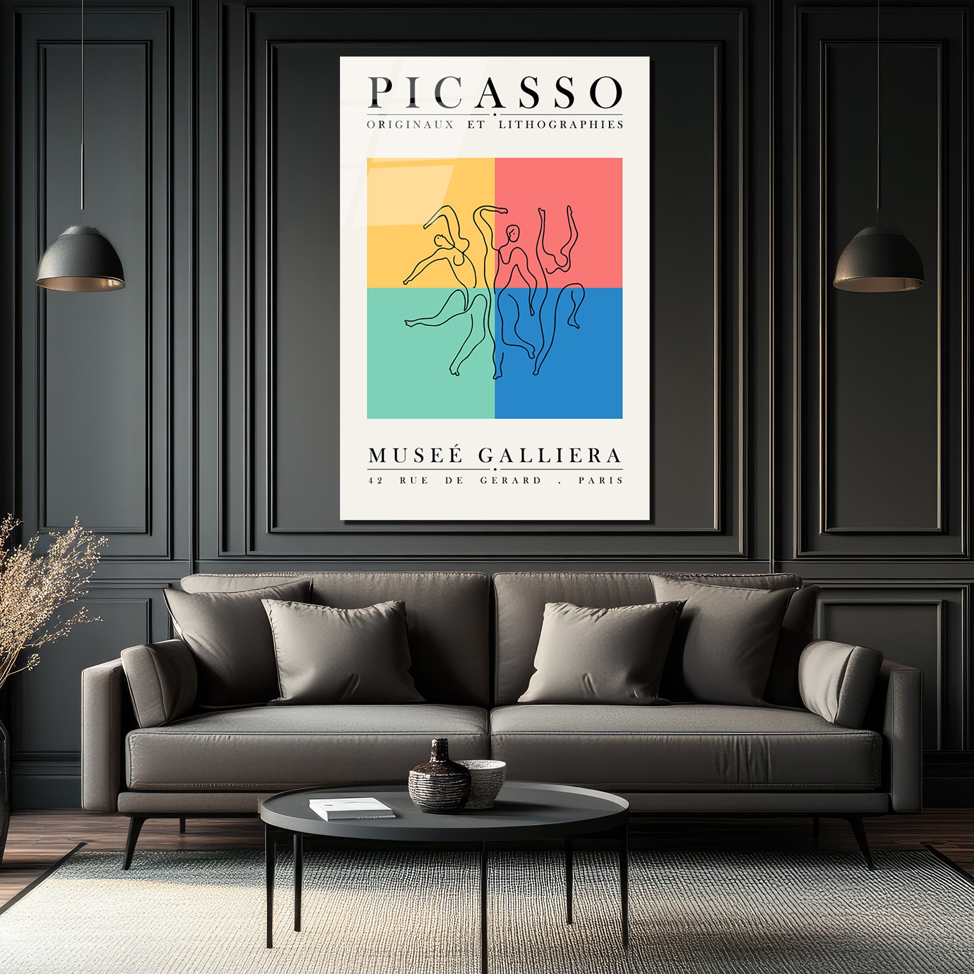 Picasso Dans Figürleri Modern Sanat Cam Tablo