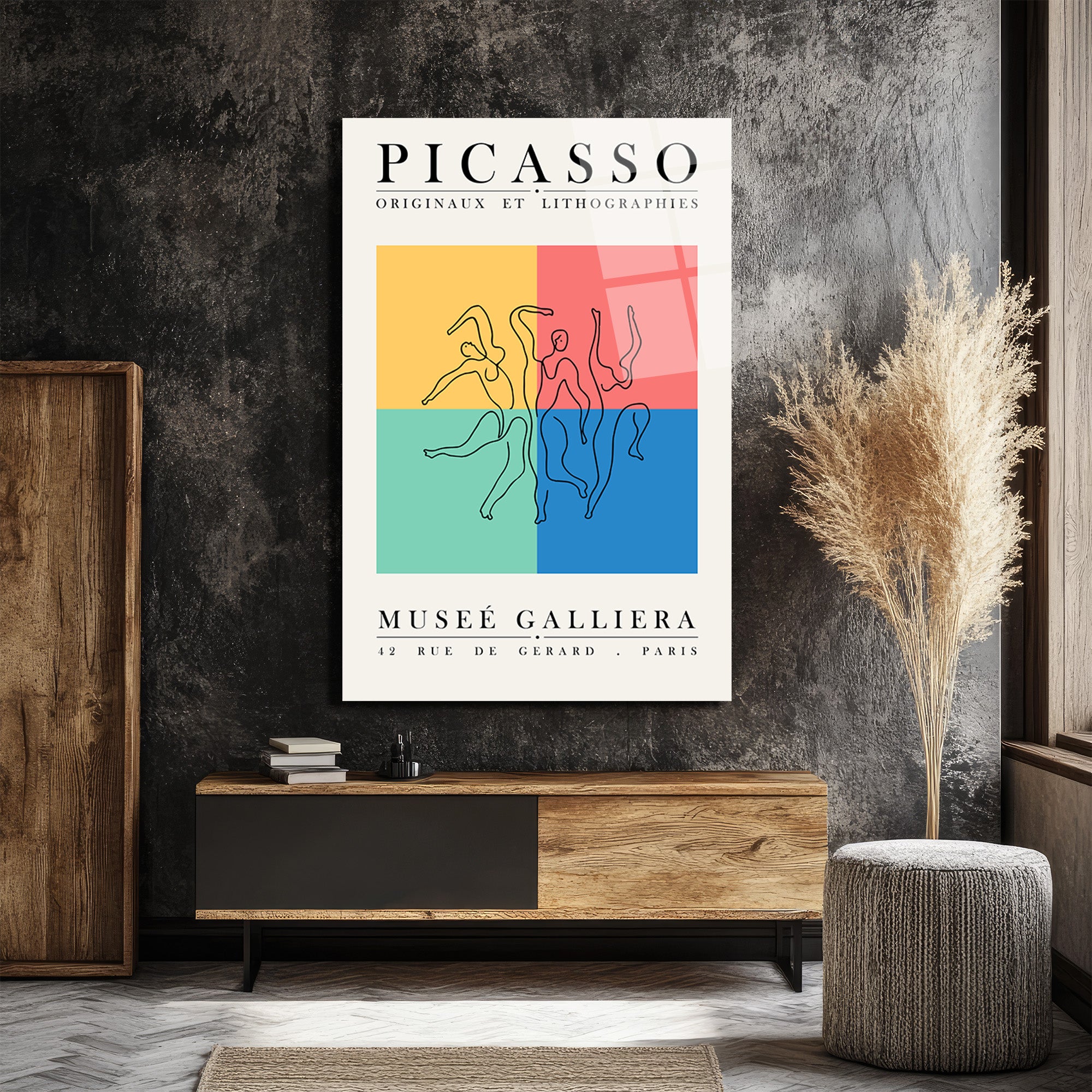 Picasso Dans Figürleri Modern Sanat Cam Tablo