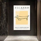 Minimalist Picasso 'Le Chien' Çizgisel Köpek Cam Tablo