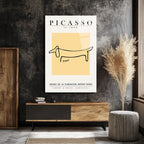 Minimalist Picasso 'Le Chien' Çizgisel Köpek Cam Tablo