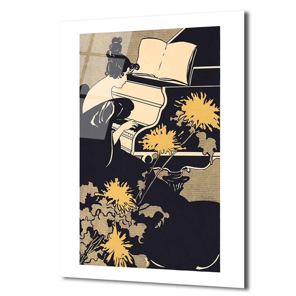 Art Nouveau Piyano Zarafeti Cam Tablo