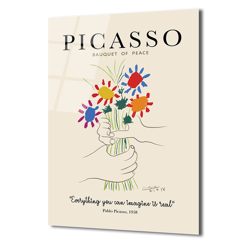 Picasso Barış Buketi Cam Tablo - Modern Sanat Duvar Dekoru