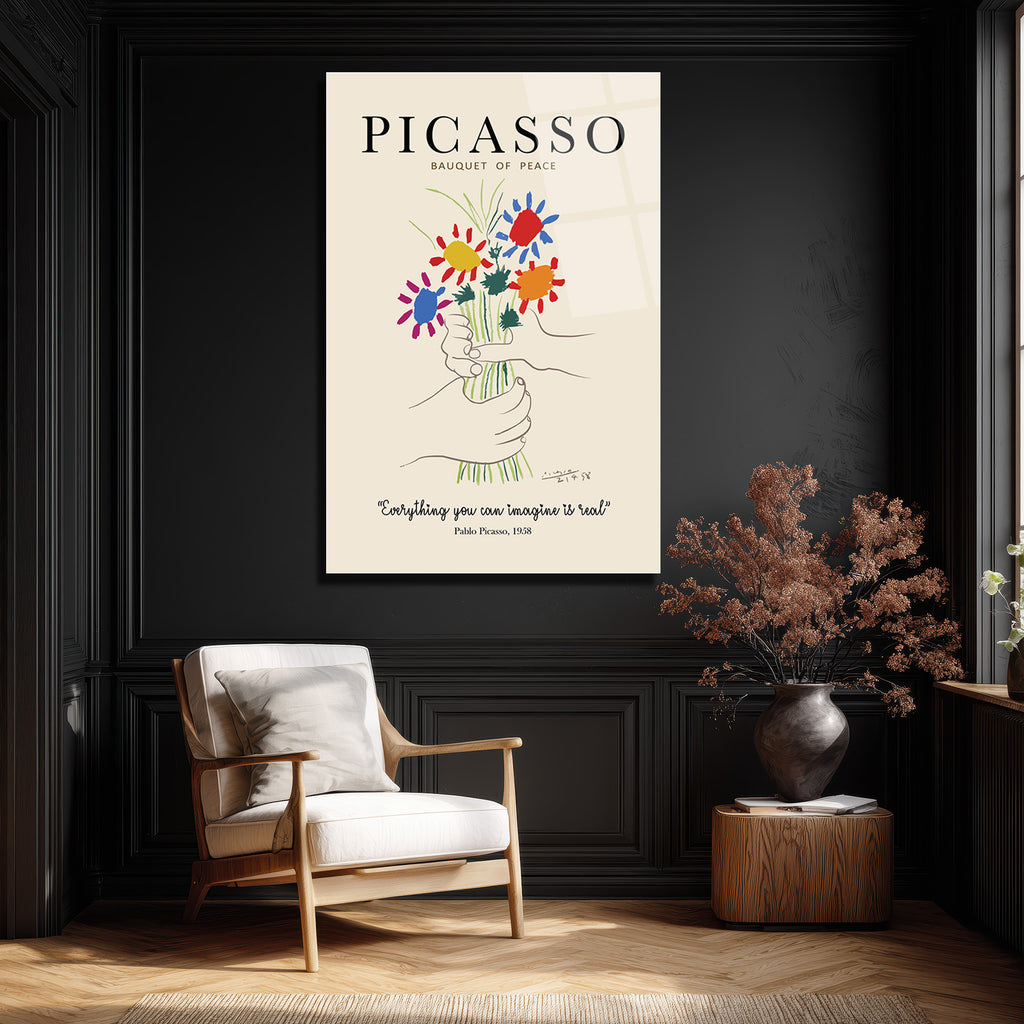 Picasso Barış Buketi Cam Tablo - Modern Sanat Duvar Dekoru