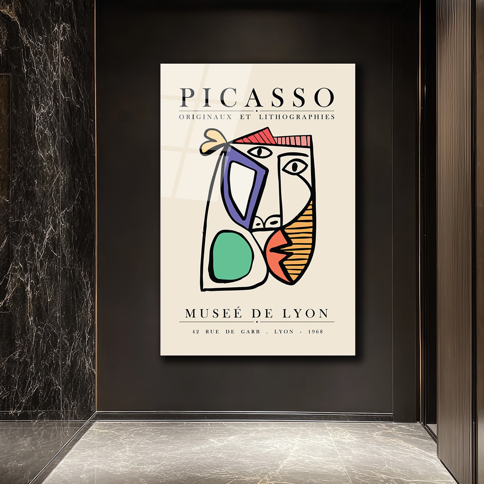 Picasso Tarzı Kübist Yüz Cam Tablo - Modern Sanat Duvar Dekorasyonu