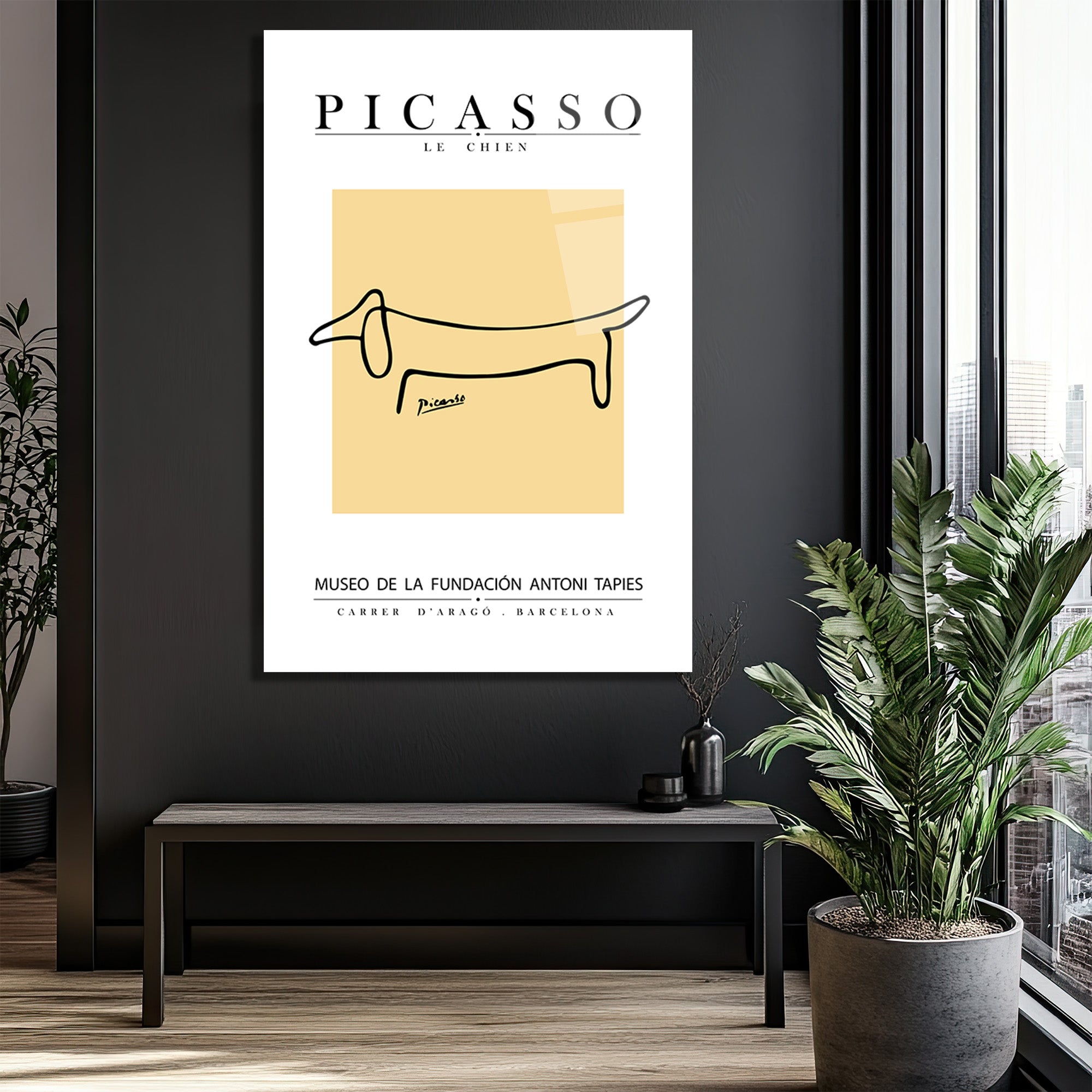 Picasso Le Chien Minimalist Sanat Cam Tablo