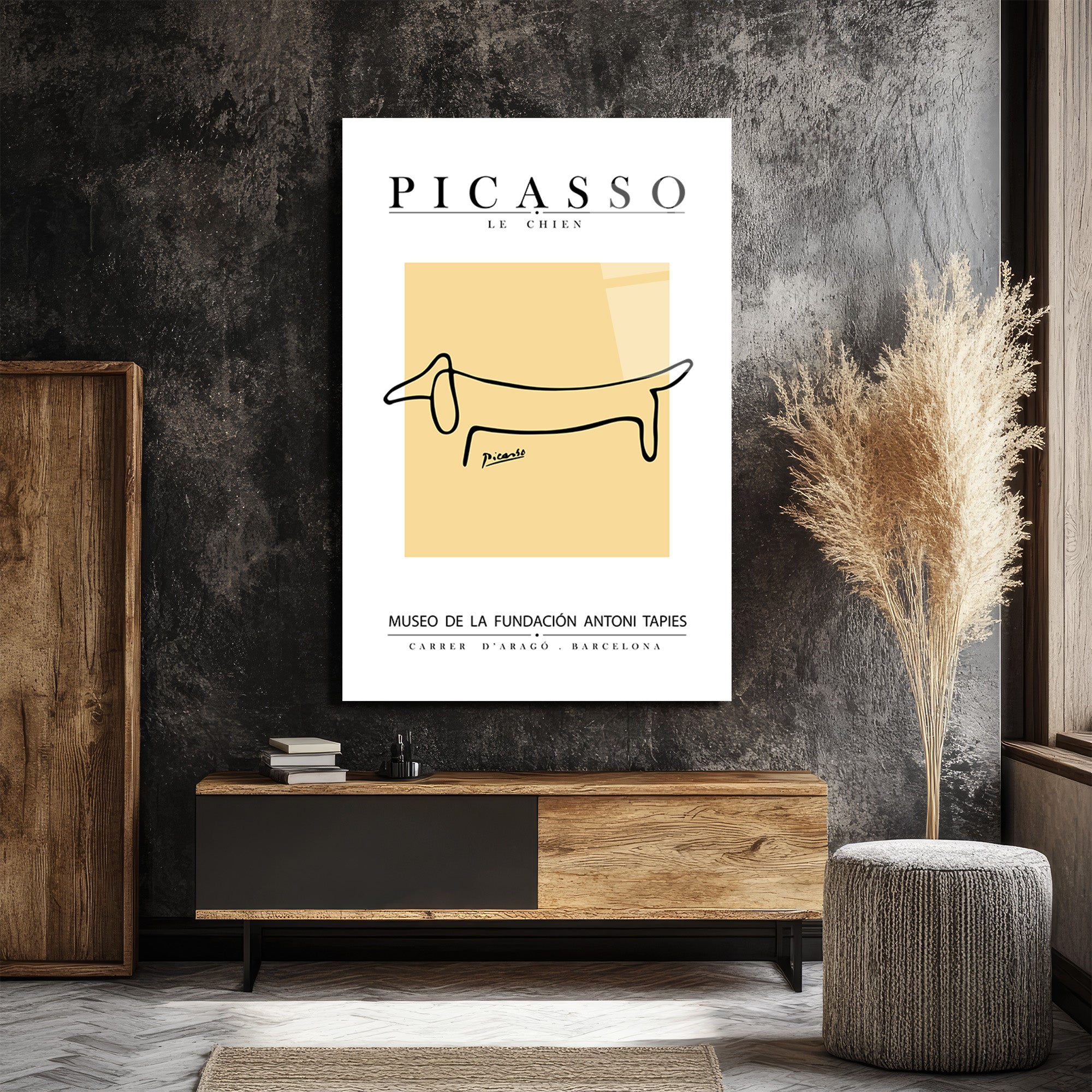 Picasso Le Chien Minimalist Sanat Cam Tablo