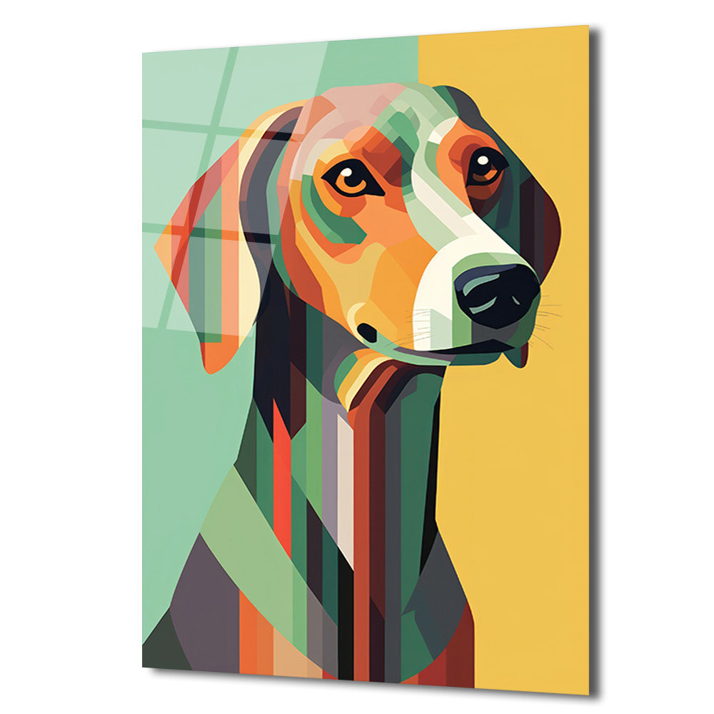 Modern Geometrik Köpek Sanatı Cam Tablo