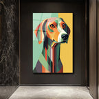 Modern Geometrik Köpek Sanatı Cam Tablo