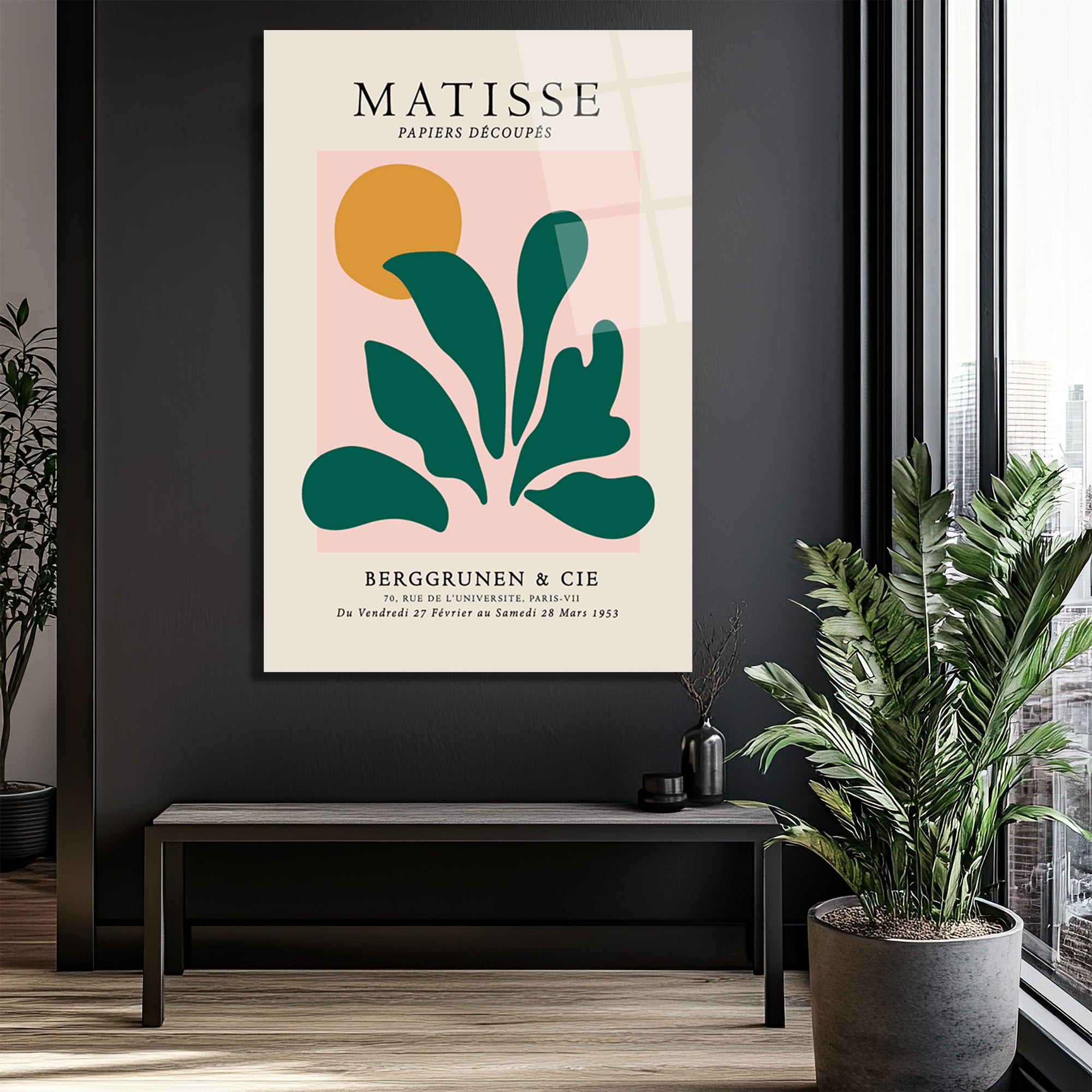 Matisse Papiers Découpés Soyut Yapraklar Cam Tablo
