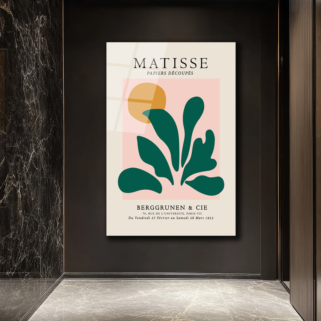 Matisse Papiers Découpés Soyut Yapraklar Cam Tablo