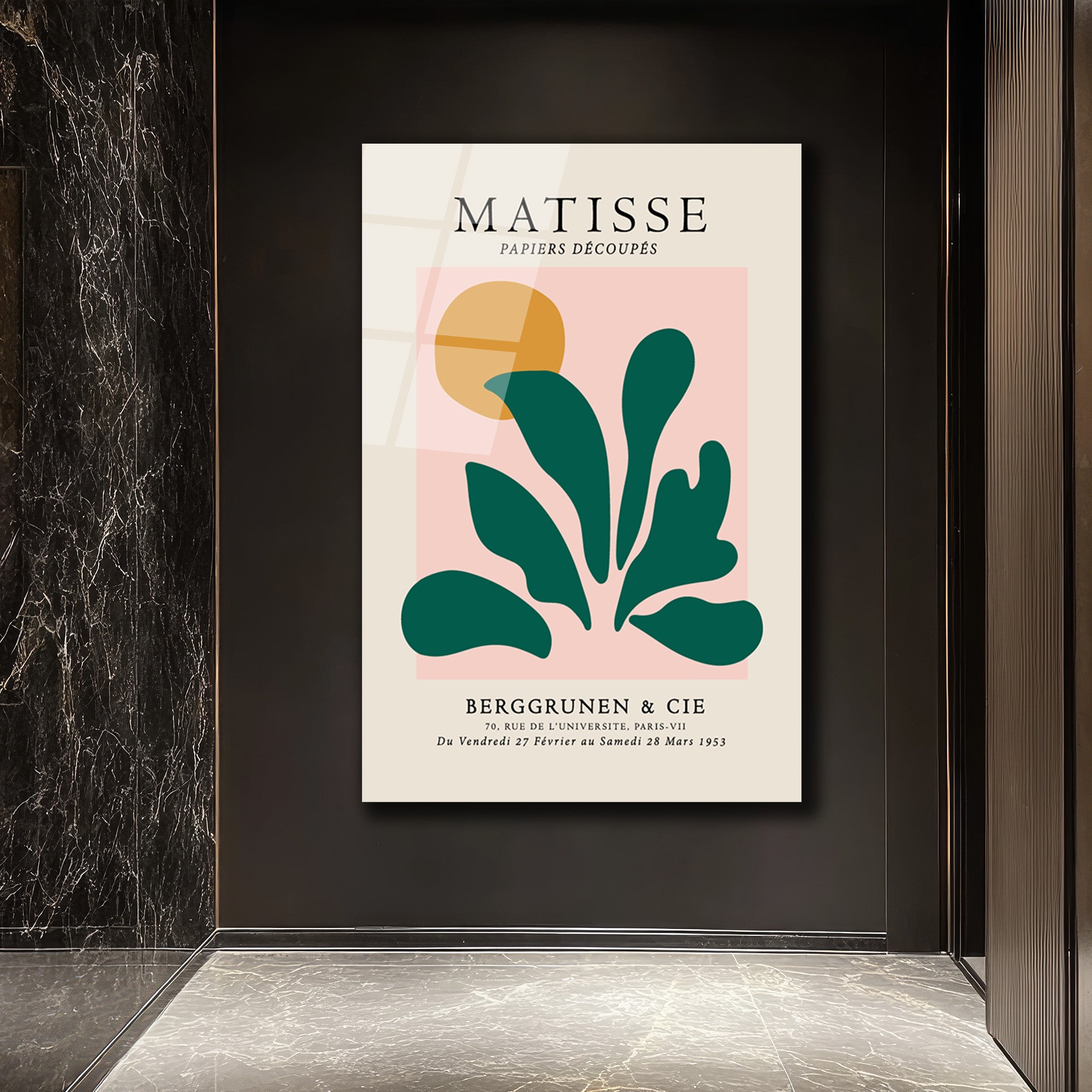 Matisse Papiers Découpés Soyut Yapraklar Cam Tablo