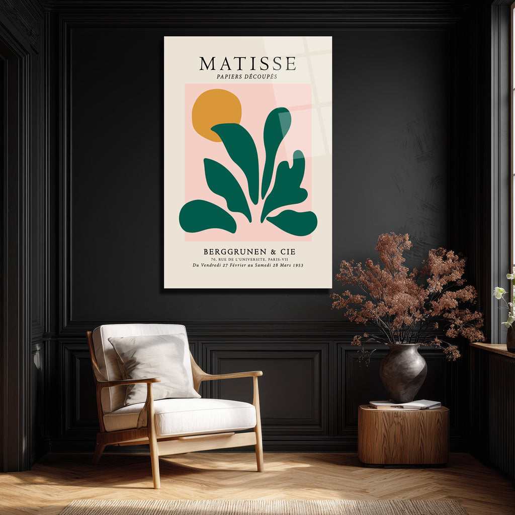 Matisse Papiers Découpés Soyut Yapraklar Cam Tablo