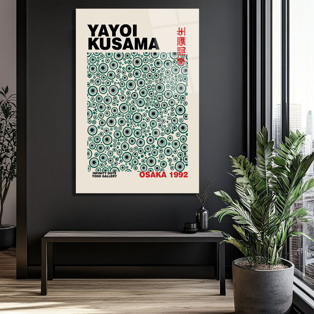 Yayoi Kusama Sonsuzluk Noktaları Modern Sanat Cam Tablo