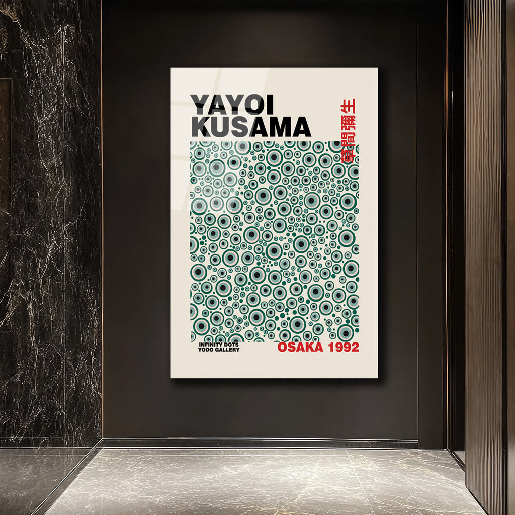 Yayoi Kusama Sonsuzluk Noktaları Modern Sanat Cam Tablo