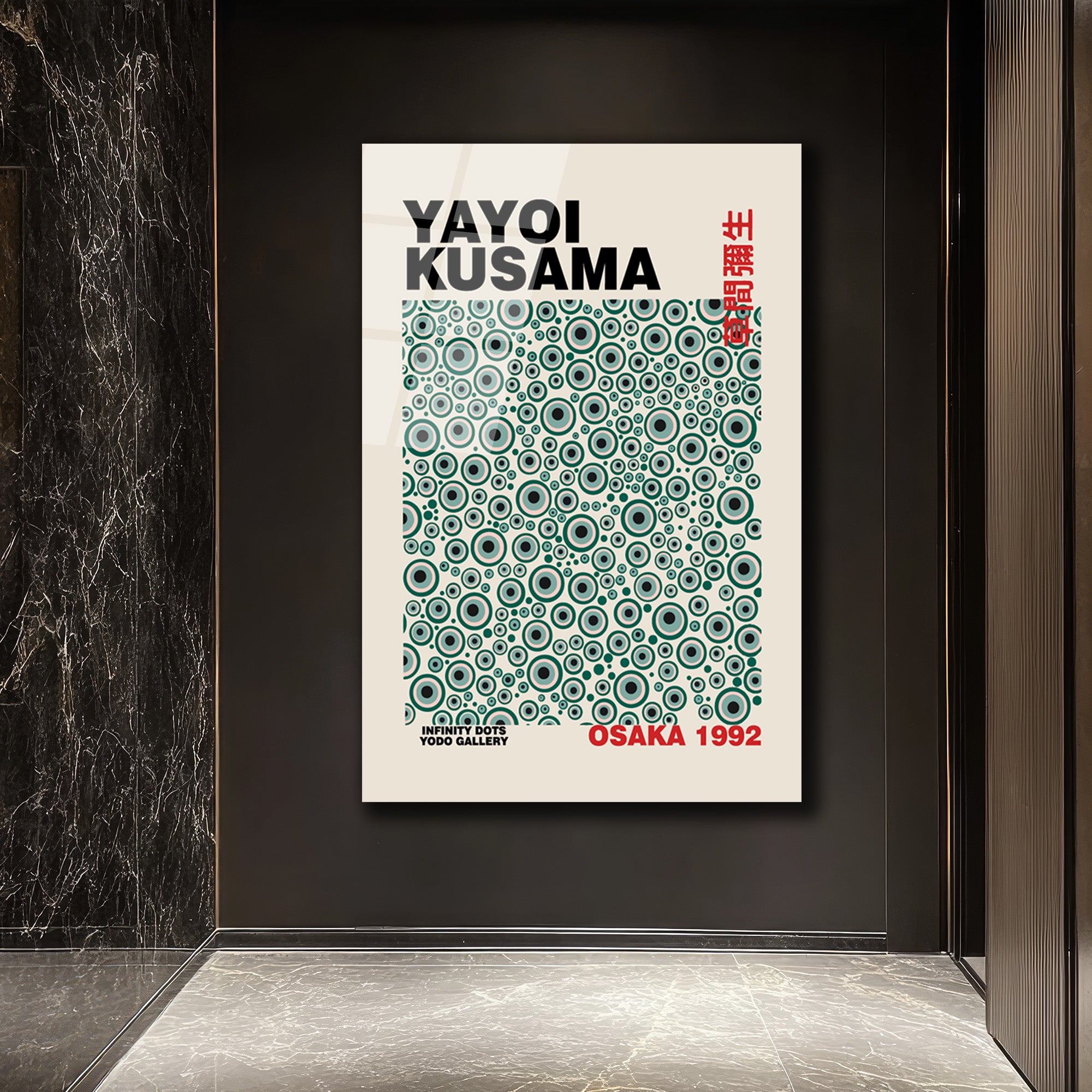 Yayoi Kusama Sonsuzluk Noktaları Modern Sanat Cam Tablo
