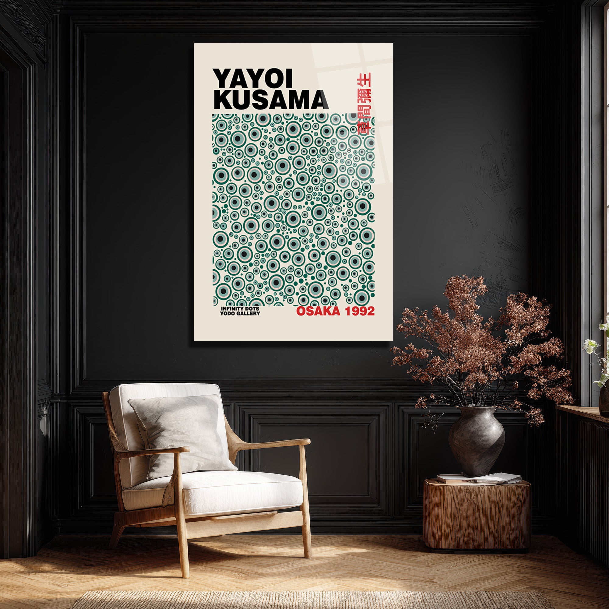 Yayoi Kusama Sonsuzluk Noktaları Modern Sanat Cam Tablo