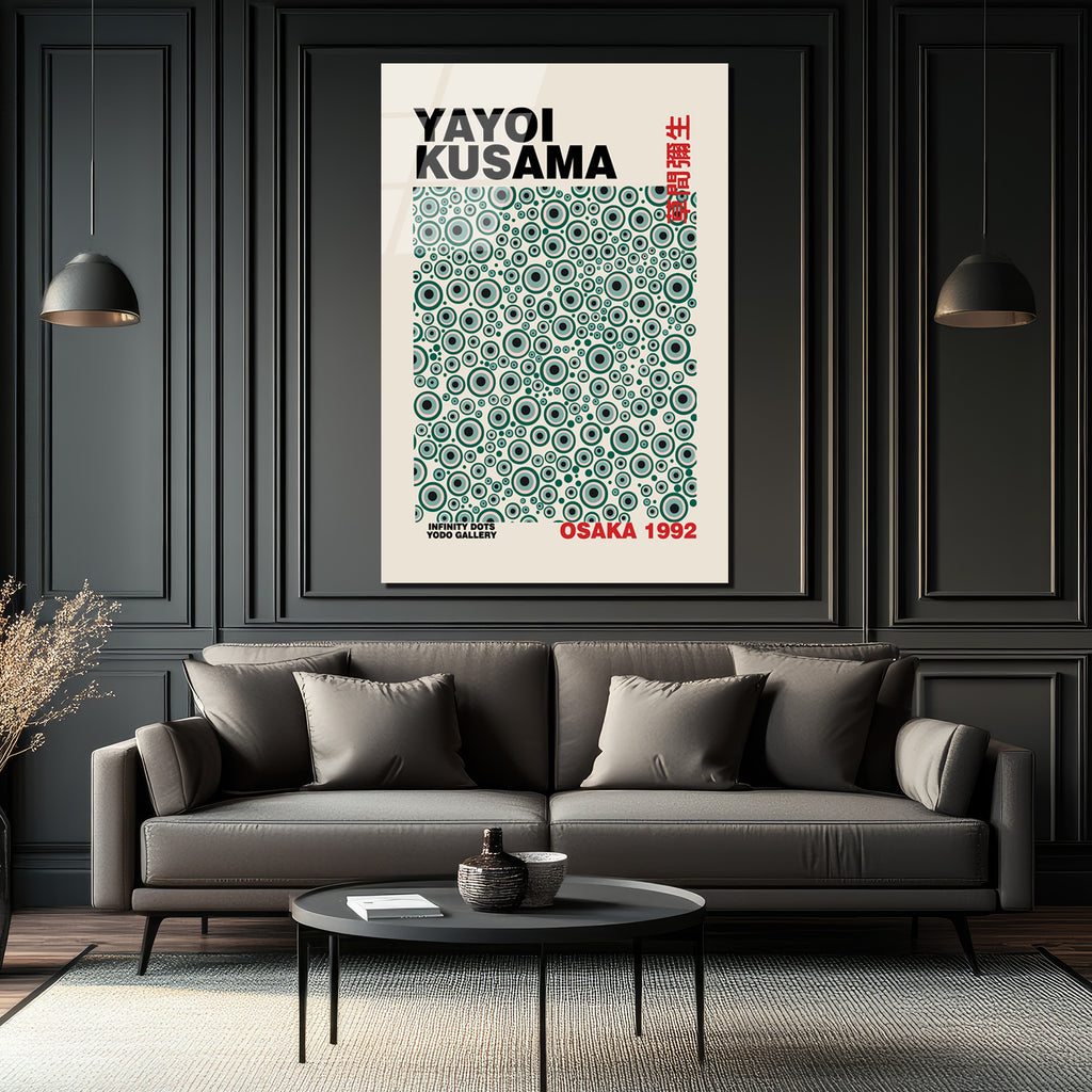 Yayoi Kusama Sonsuzluk Noktaları Modern Sanat Cam Tablo
