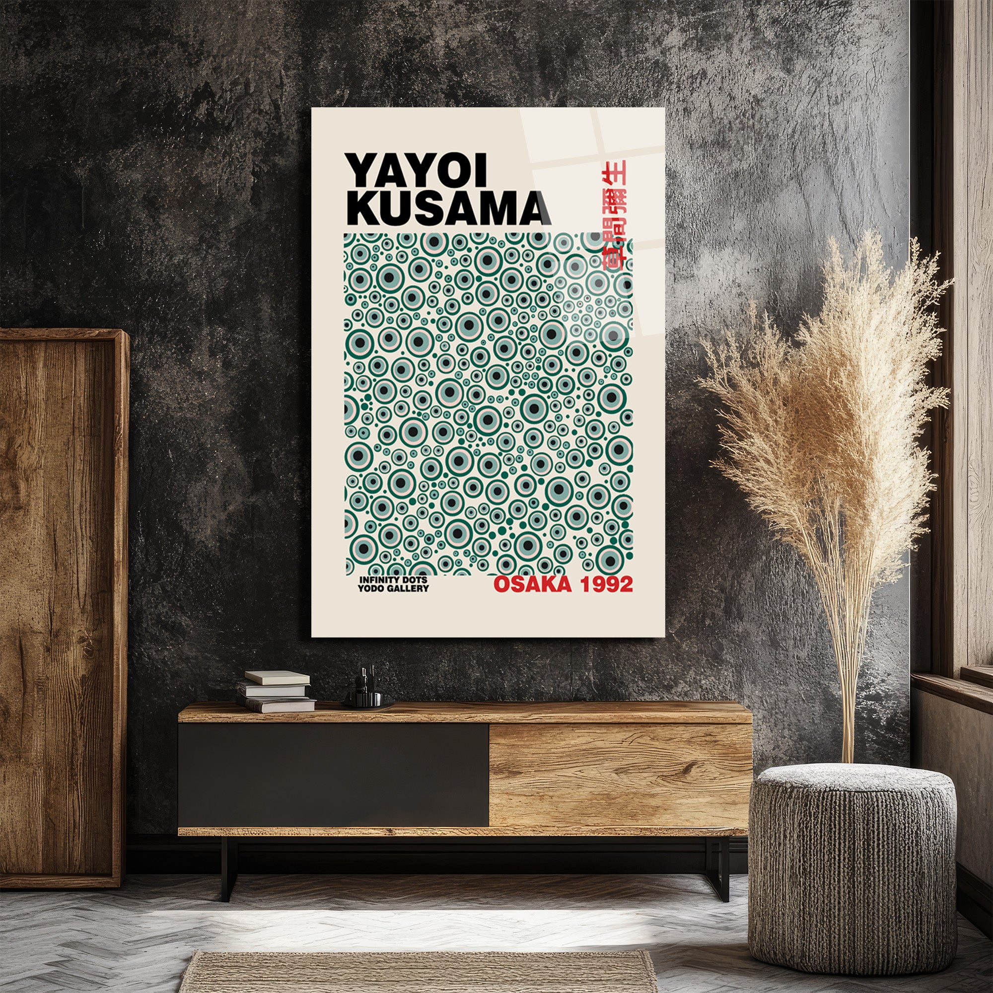 Yayoi Kusama Sonsuzluk Noktaları Modern Sanat Cam Tablo