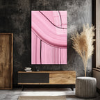 Pembe Rüyalar: Dinamik Çizgili Modern Cam Tablo