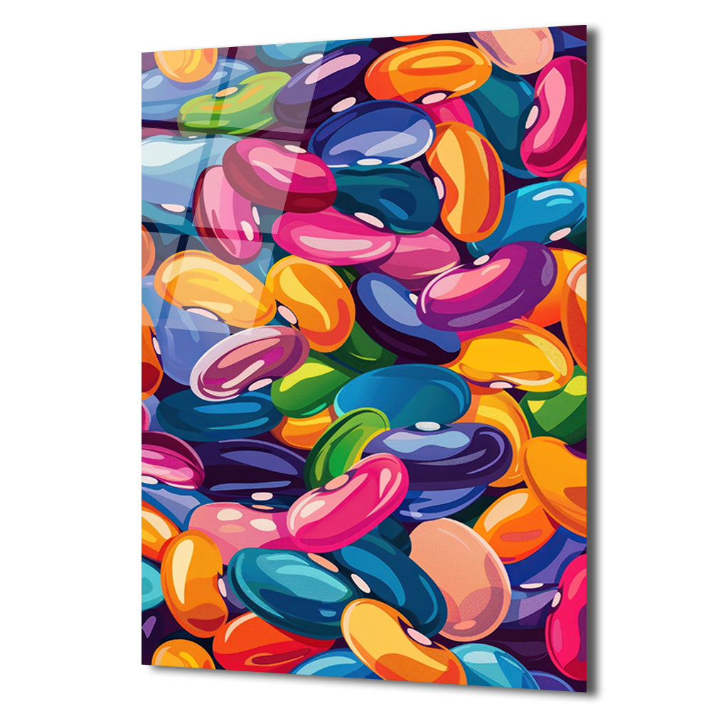 Canlı Renklerin Dansı: Pop Art Fasulyeler Cam Tablo