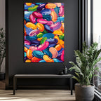 Canlı Renklerin Dansı: Pop Art Fasulyeler Cam Tablo