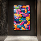 Canlı Renklerin Dansı: Pop Art Fasulyeler Cam Tablo