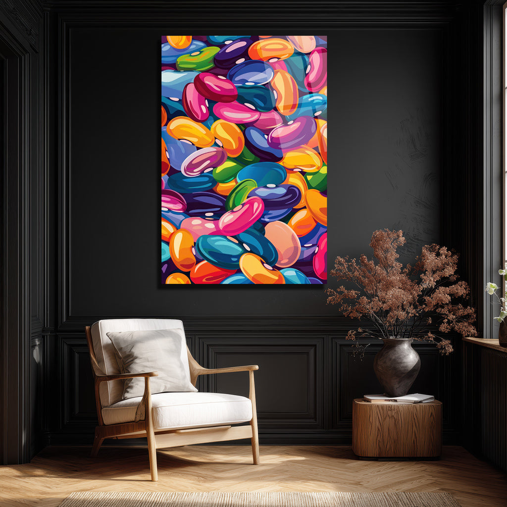 Canlı Renklerin Dansı: Pop Art Fasulyeler Cam Tablo