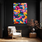 Canlı Renklerin Dansı: Pop Art Fasulyeler Cam Tablo