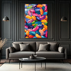 Canlı Renklerin Dansı: Pop Art Fasulyeler Cam Tablo