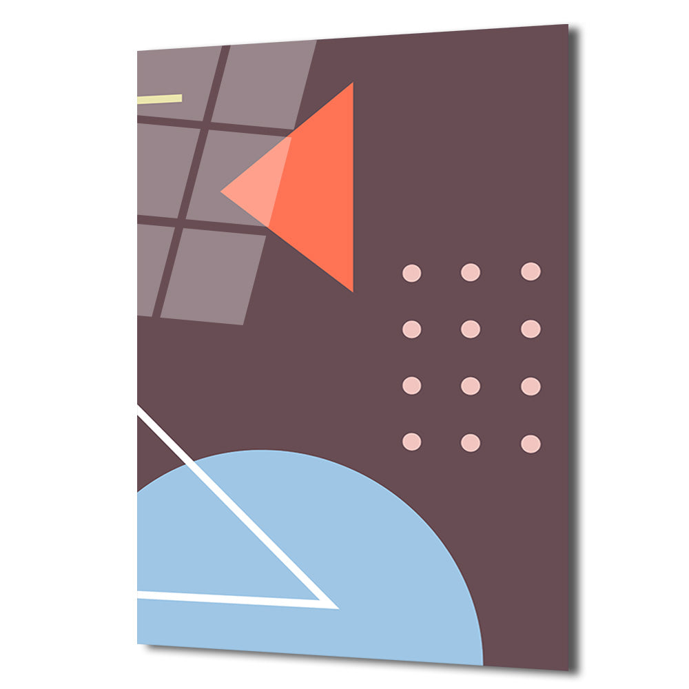 Soyut Geometrik Sanat Cam Tablo - Modern Duvar Dekorasyonu