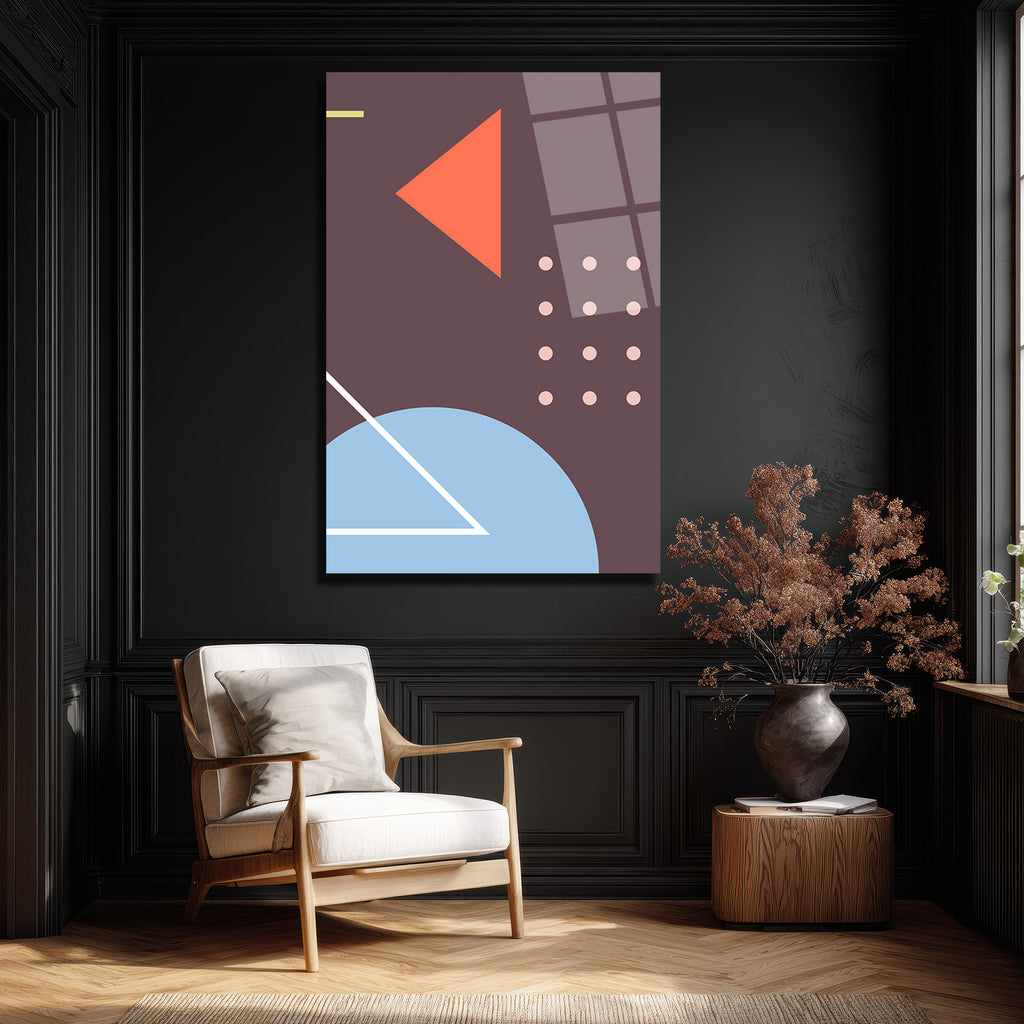 Soyut Geometrik Sanat Cam Tablo - Modern Duvar Dekorasyonu