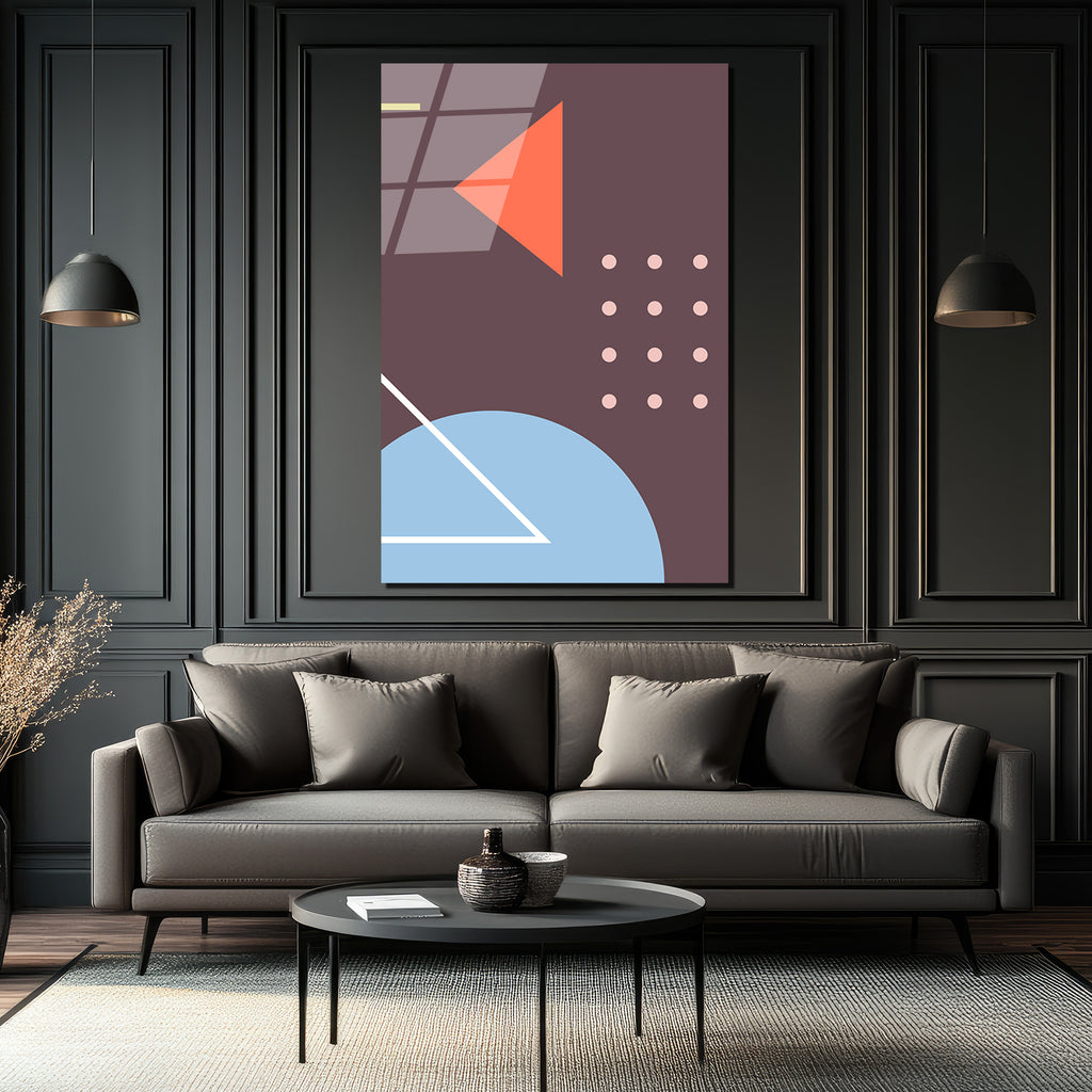 Soyut Geometrik Sanat Cam Tablo - Modern Duvar Dekorasyonu