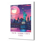New York City USA Işıltılı Şehir Manzarası Cam Tablo