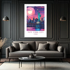 New York City USA Işıltılı Şehir Manzarası Cam Tablo