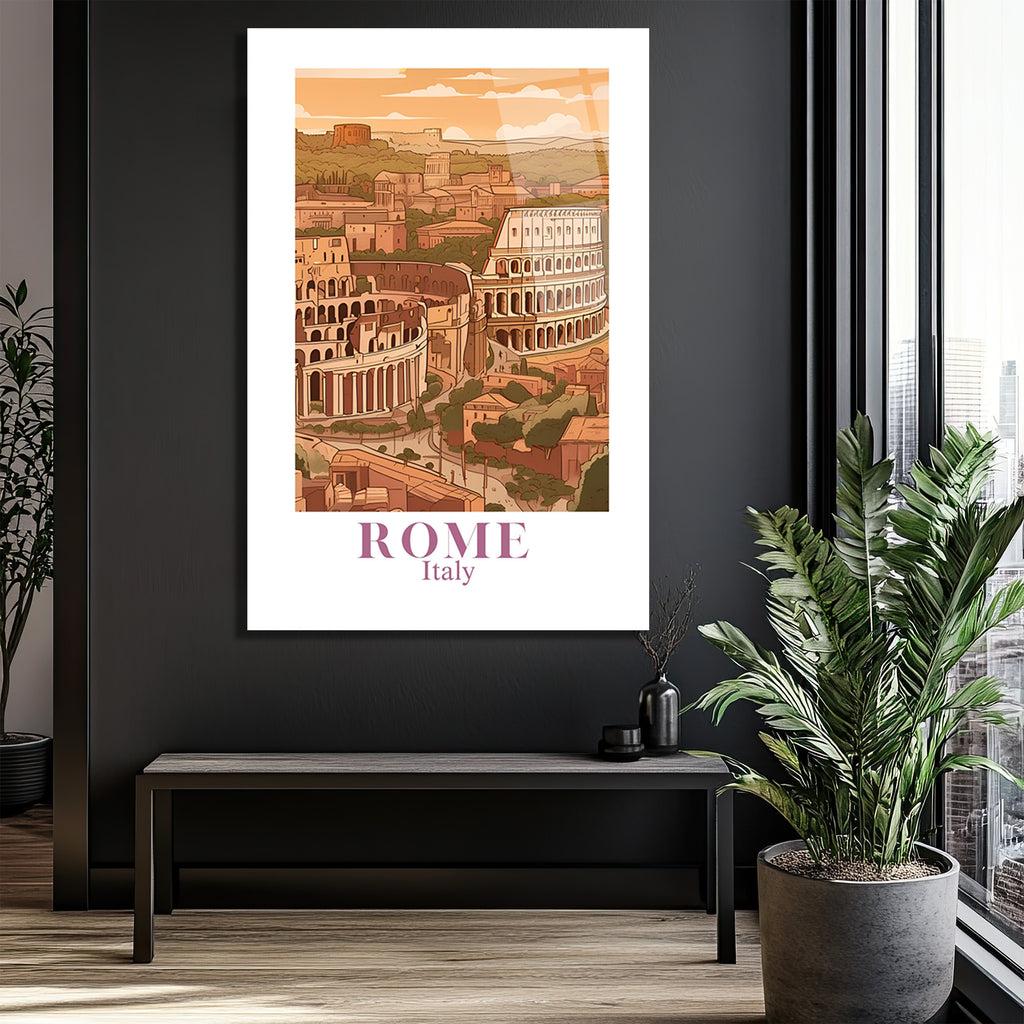 Roma Kolezyum İtalya Manzarası Temalı Cam Tablo