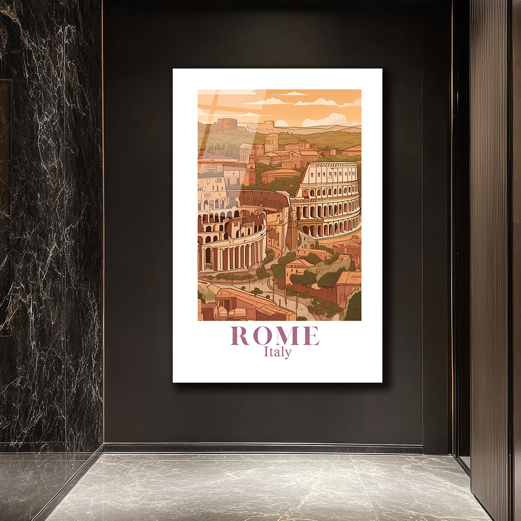 Roma Kolezyum İtalya Manzarası Temalı Cam Tablo