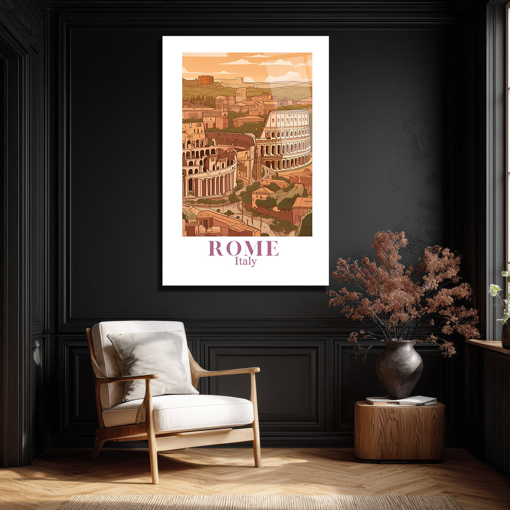 Roma Kolezyum İtalya Manzarası Temalı Cam Tablo