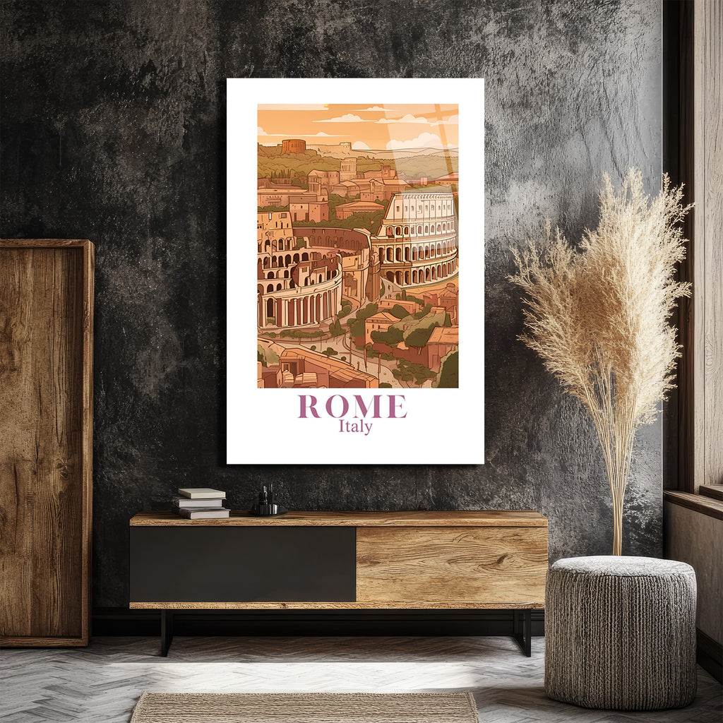 Roma Kolezyum İtalya Manzarası Temalı Cam Tablo